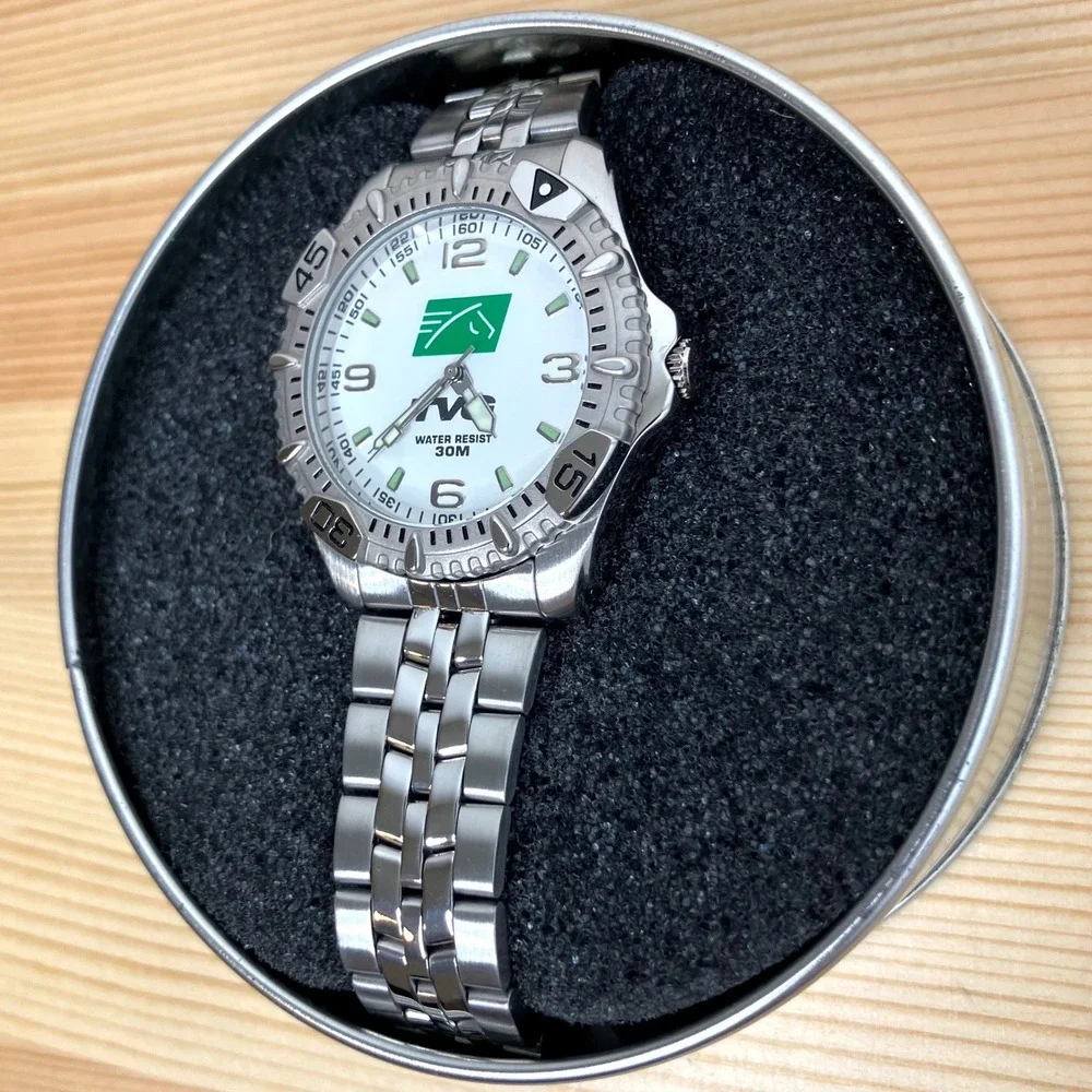 Sweda TVG Mens Watch Quartz Japan Movement Silver Stainless Steel Link Bracelet